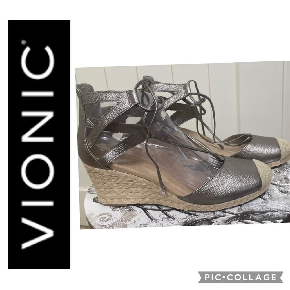 Vionic Metallic Espadrille Wedges TFG
